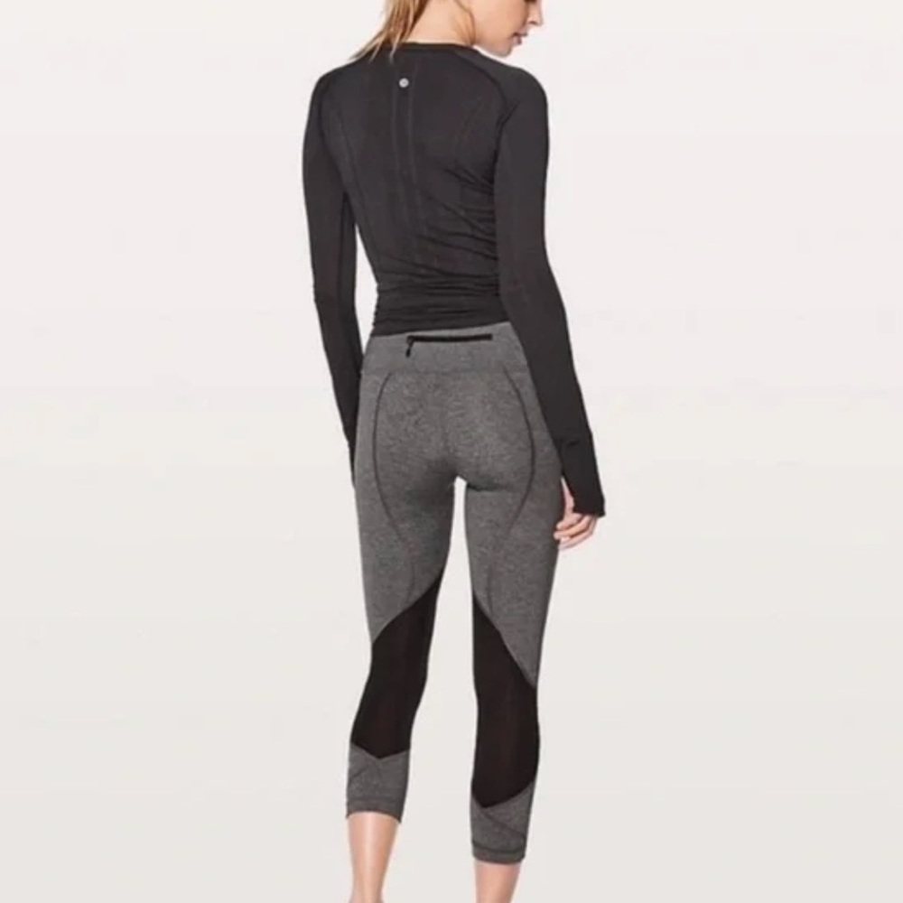 Pace Rival Crop 22” Heather Grey/ Black Mesh Leggings Size 6